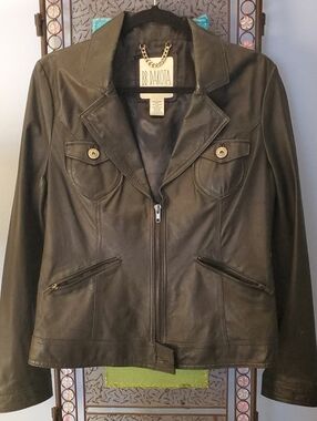 BB Dakota Black Leather Notch-Lapel Zip Jacket